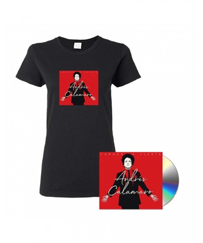 $11.55 Andrés Calamaro Women's "Cargar La Suerte" Black T-Shirt + CD CD