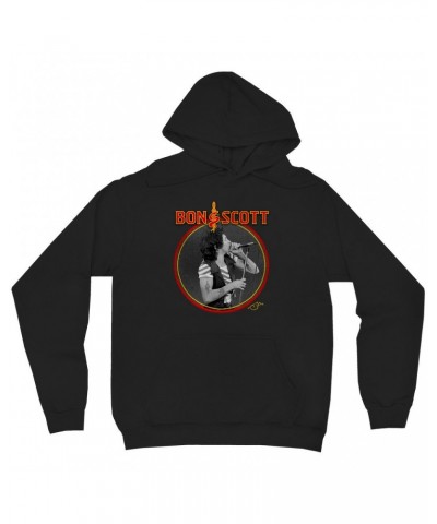 $16.38 Bon Scott Hoodie | Snake & Dagger Logo Circlular Image Hoodie Sweatshirts